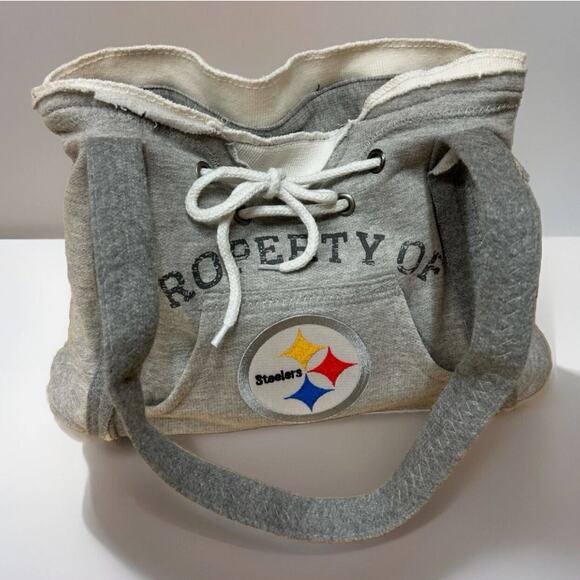 Littlearth NFL Pittsburgh Steelers Gray Hoodie Purse Sweatshirt Tote Bag - Picture 2 of 6